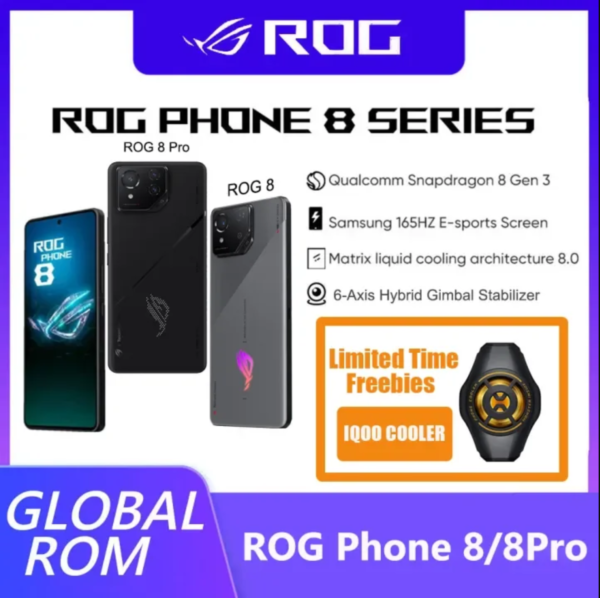 ROG Phone 8/8 Pro 5G - Snapdragon 8 Gen 3, 165Hz AMOLED Display, 65W Fast Charging, Gaming Powerhouse