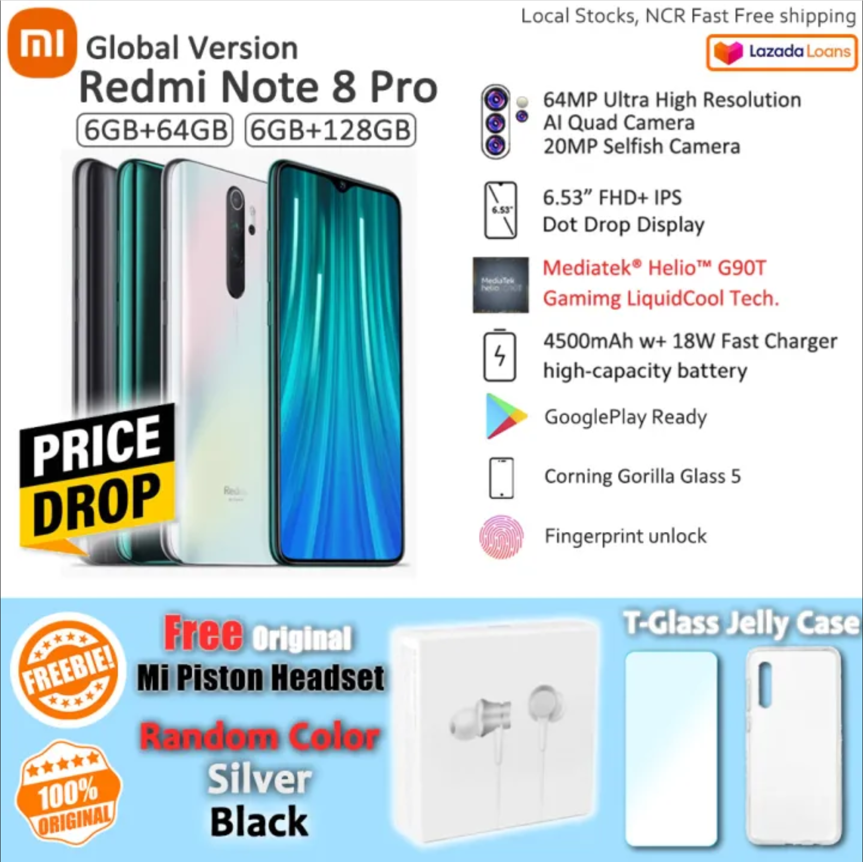 Xiaomi Redmi Note 8 Pro [Freebie] (Global Version) Gaming Smartphone