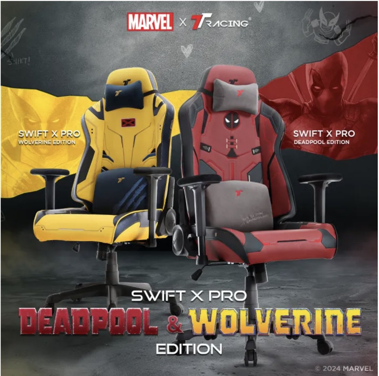 TTRacing Swift X Pro Deadpool & Wolverine Gaming Chair – Ergonomic Office Chair with Bold Comfort, 2-Year Warranty