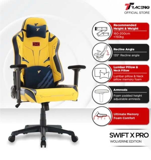 TTRacing Swift X Pro Deadpool & Wolverine Gaming Chair – Ergonomic Office Chair with Bold Comfort, 2-Year Warranty