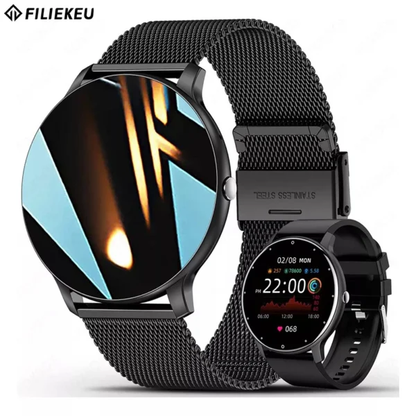 FILIEKEU Fashion Smartwatch – Full Touchscreen, Waterproof Fitness Tracker with Heart Rate & Bluetooth Calling for Android & iOS