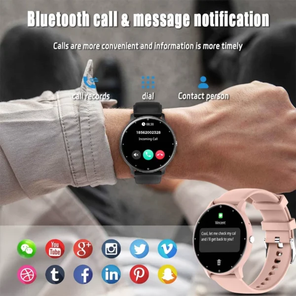 FILIEKEU Fashion Smartwatch – Full Touchscreen, Waterproof Fitness Tracker with Heart Rate & Bluetooth Calling for Android & iOS