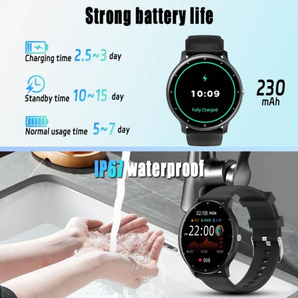 FILIEKEU Fashion Smartwatch – Full Touchscreen, Waterproof Fitness Tracker with Heart Rate & Bluetooth Calling for Android & iOS