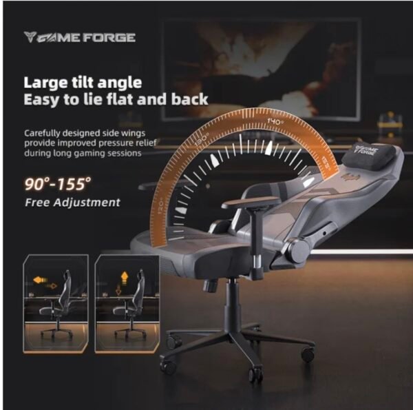 GAMEFORGE Dark Shadow Gaming Chair - Magnetic Headrest, 4D Adjustable Armrests, Ergonomic Design with Height & Tilt Adjustability