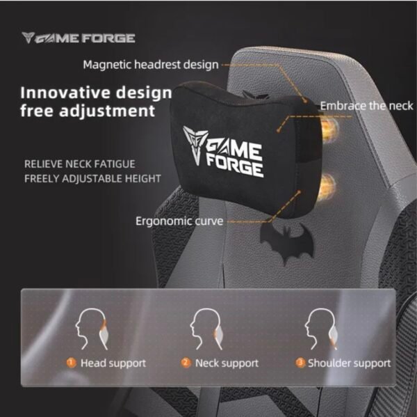 GAMEFORGE Dark Shadow Gaming Chair - Magnetic Headrest, 4D Adjustable Armrests, Ergonomic Design with Height & Tilt Adjustability