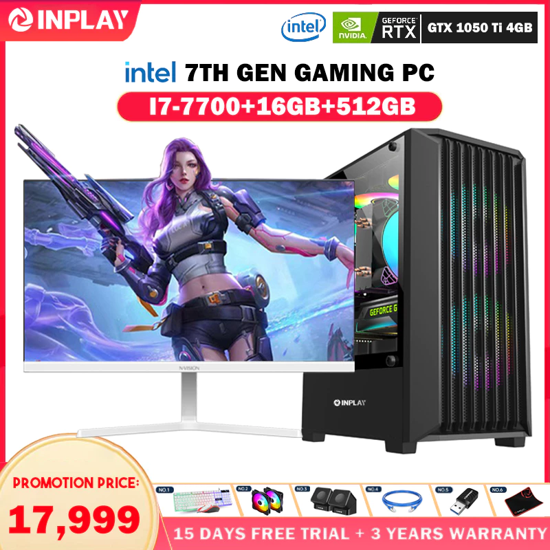 High-Performance Intel Core i5/i7 8th Gen Gaming Desktop PC | 16GB DDR4 RAM, 512GB SSD, Full Set with RGB Accessories