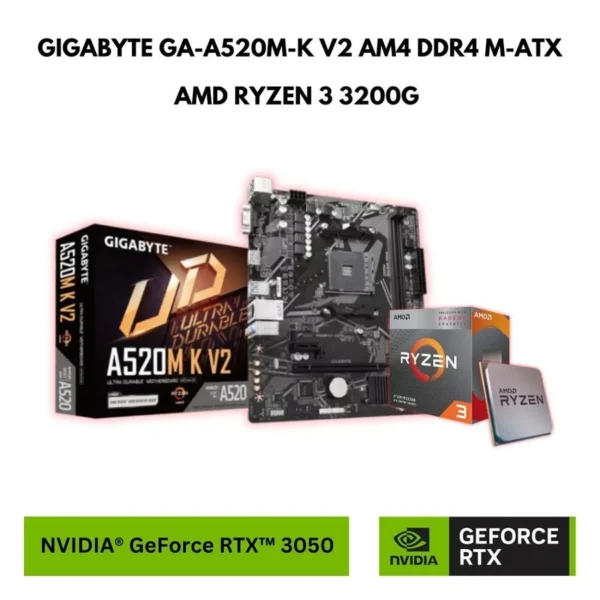 High-Performance NVIDIA GeForce RTX 3050 Gaming PC Set with AMD Ryzen 3 3200G - 16GB RAM, 512GB SSD