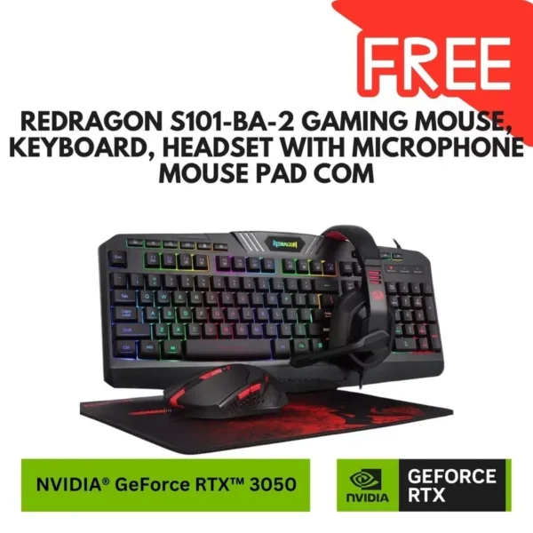 High-Performance NVIDIA GeForce RTX 3050 Gaming PC Set with AMD Ryzen 3 3200G - 16GB RAM, 512GB SSD